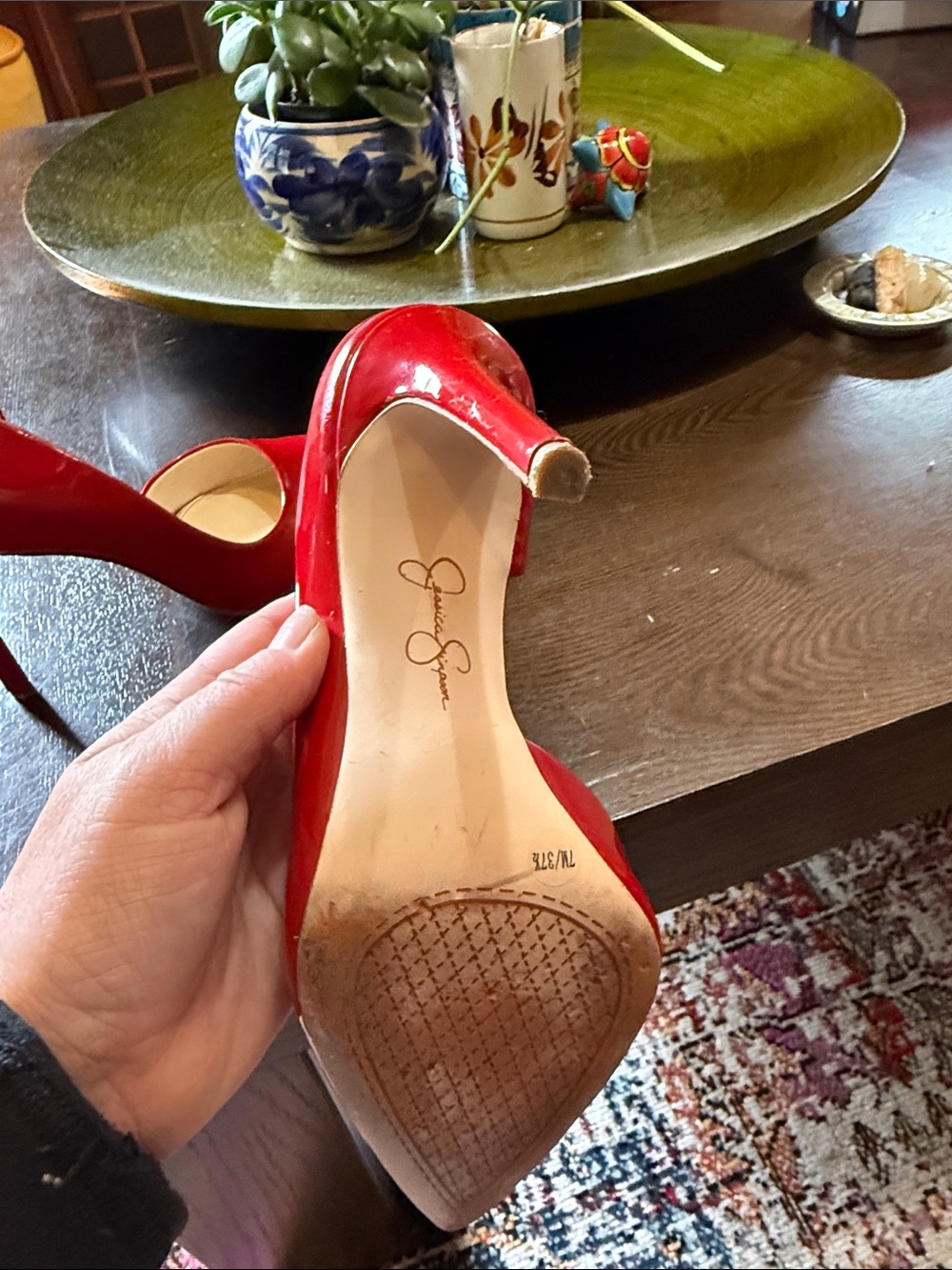 Jessica Simpson Red Patent Pointed-Toe Stiletto Pumps - Picture 9 of 12